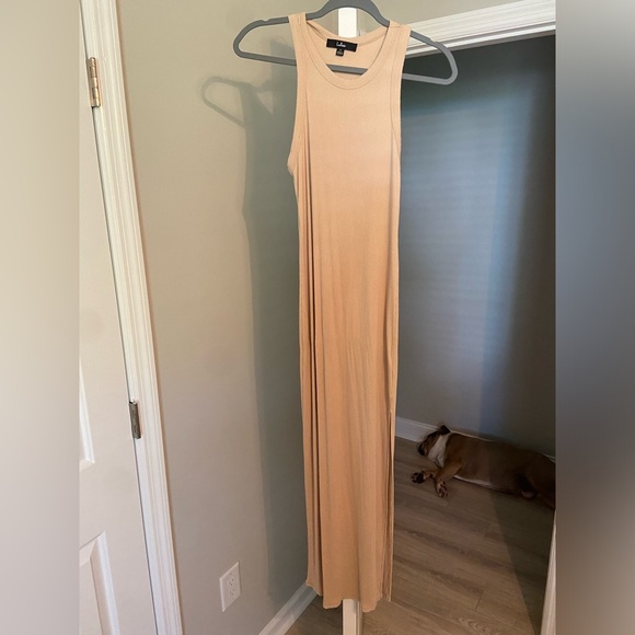 Lulu’s Simply Wonderful Tan Ribbed Bodycon Midi Dress - Picture 6 of 8